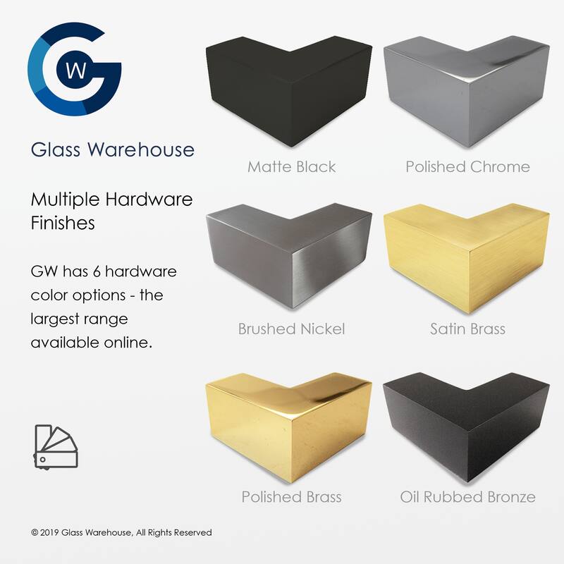 Glass Warehouse 78" x 59" x 37" Frameless 90 Degree Shower Enclosure - Glass Hinge