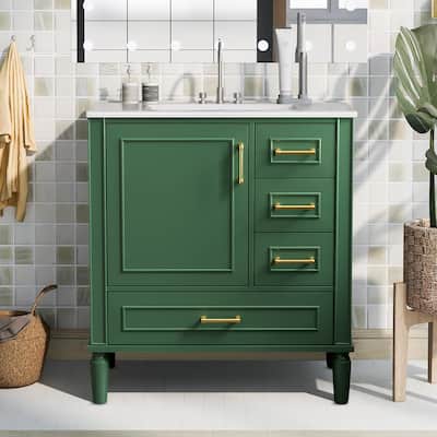 30" Bathroom Vanity with Ceramic Sink,Ample Storage Cabinet for Bathroom