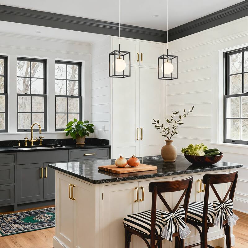 1-Light Modern Globe Glass LED Pendant Lights Kitchen Island Lights for Dining Room