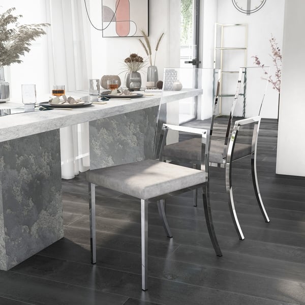 slide 2 of 7, Copper Grove Brusartsi Contemporary Chrome Side Chairs (Set of 2)