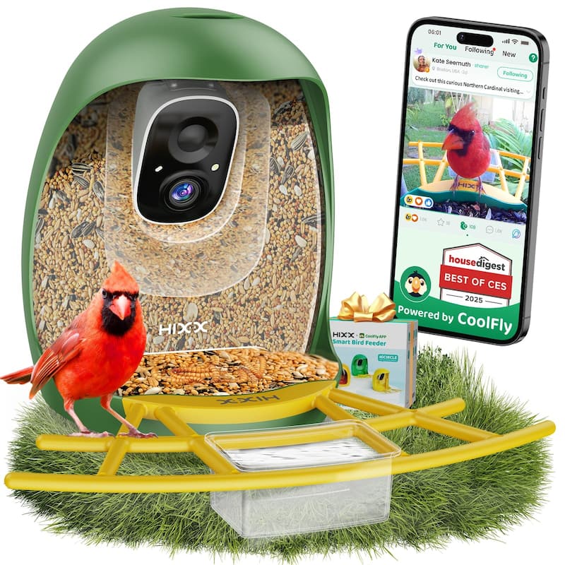 Smart Bird Feeder with Camera 2K HD Live - Green