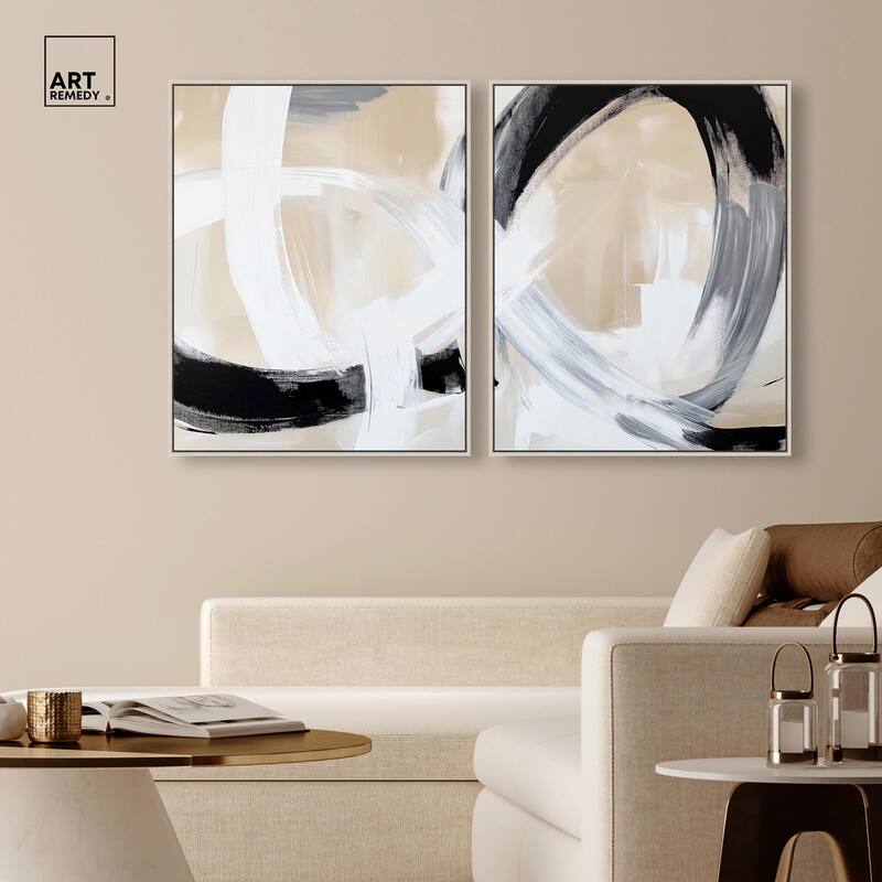 Neutral Interplay I Canvas Set of 2 by Art Remedy