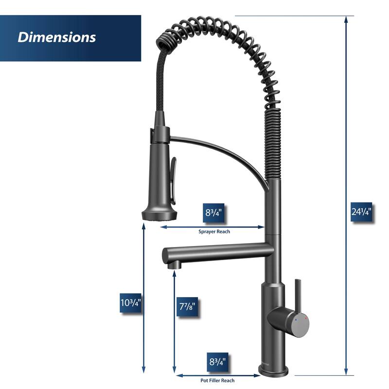 Karran Adlington KKF360 Single Handle Pull Down Sprayer Kitchen Faucet with Pot Filler
