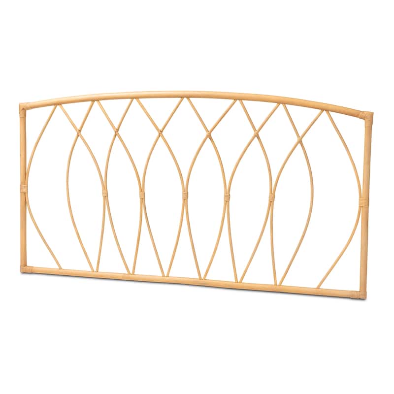 Halia Modern Bohemian Natural Rattan Wall-mountable Headboard-Queen - Natural Brown