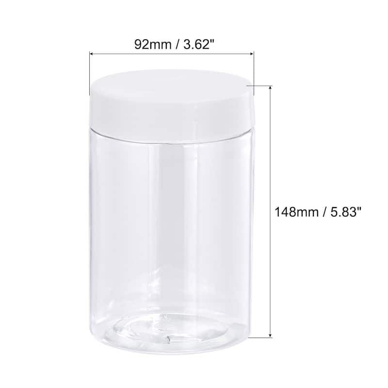 Round Plastic Jars with White Screw Top Lid, 12Pcs
