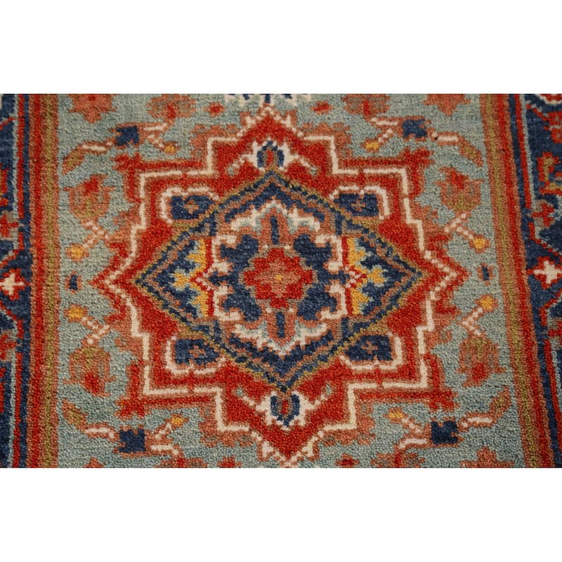 Heriz Serapi Indian Runner Rug Handmade Geometric Wool Carpet - 2'6" x 8'0"