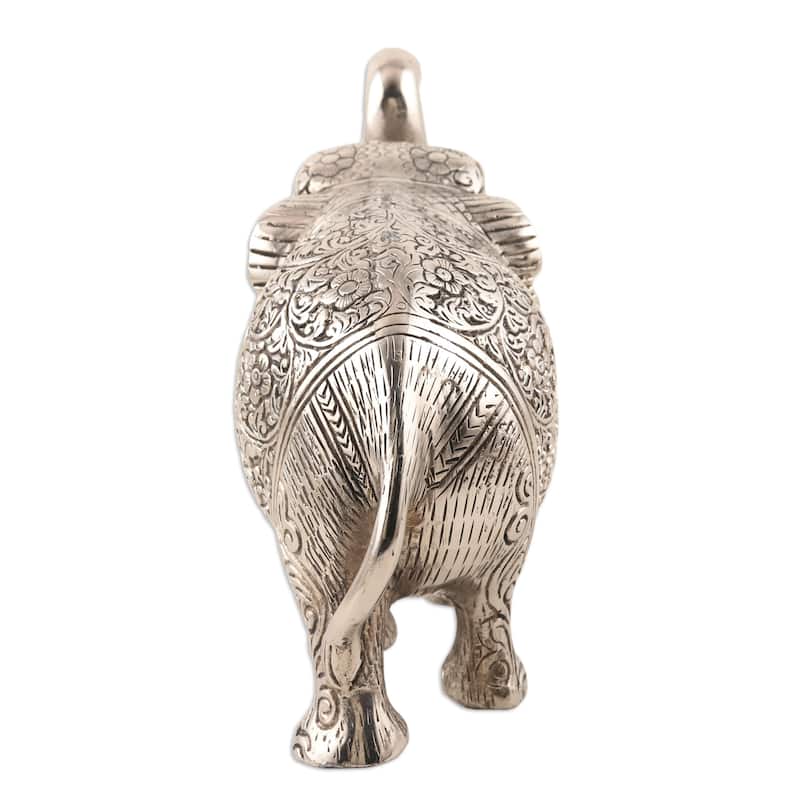 Novica Handmade Sweet Elephant Aluminum Statuette