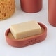 preview thumbnail 21 of 59, Chic Polyresin Soap Dish with Draining Bamboo Insert - 5 L x 3.4 W x 1 H Terracotta