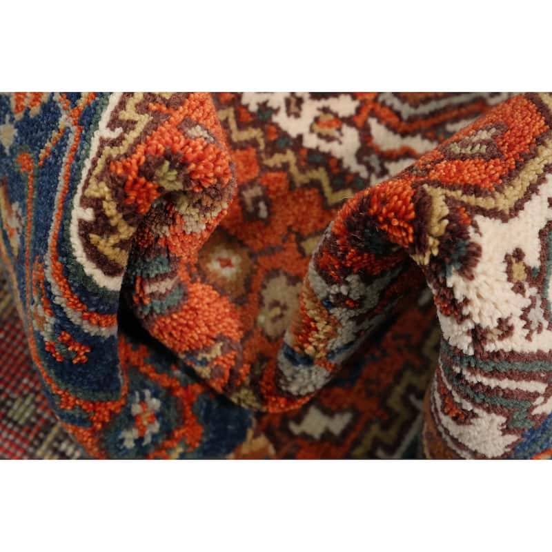 Hand Knotted Oriental 100% Wool Carpet Traditional Medallion Oranges & Rust Heriz (serapi) Area Rug - 5' 0'' X 2' 10''