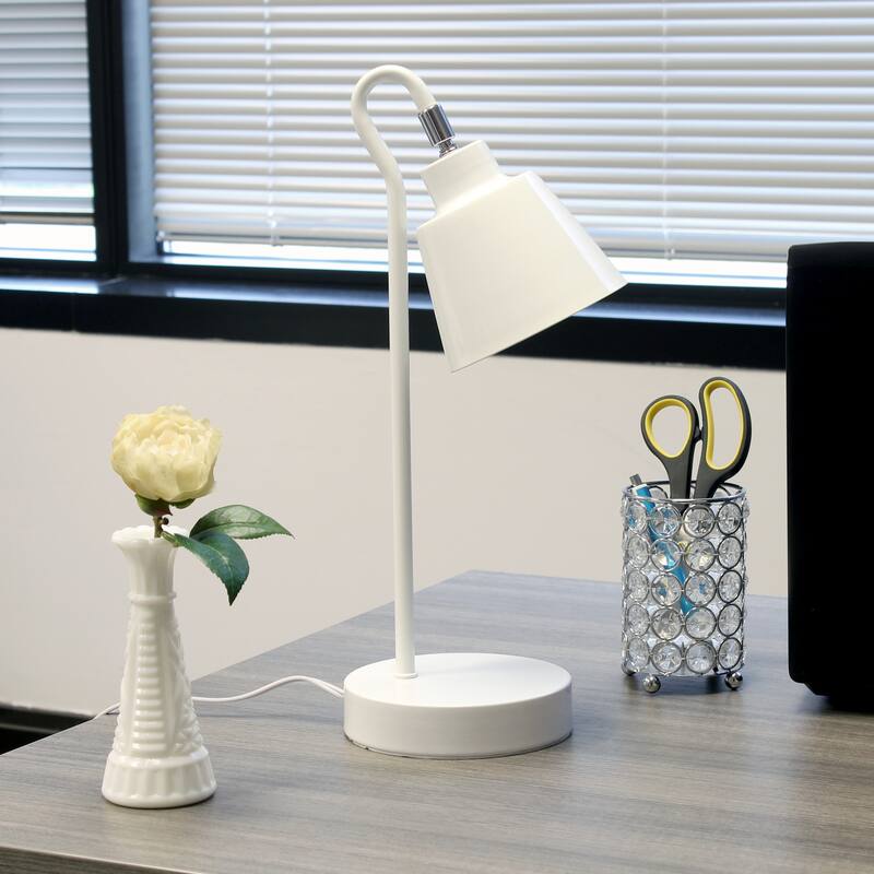 Metal Desk Lamp with Looped Arm and Adjustable Cone Shade