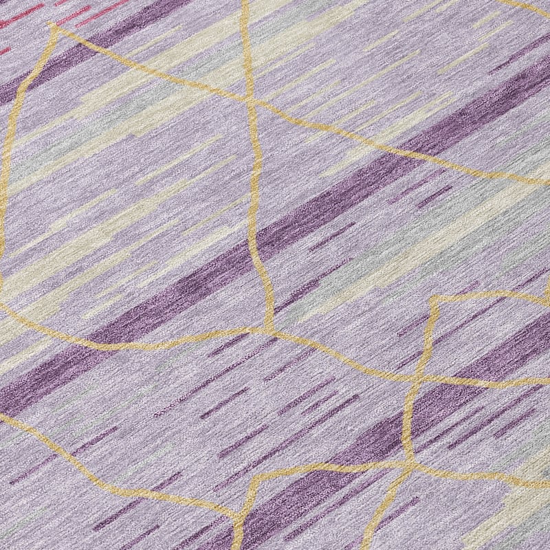 Machine Washable Indoor/ Outdoor Modern Global Chantille Rug