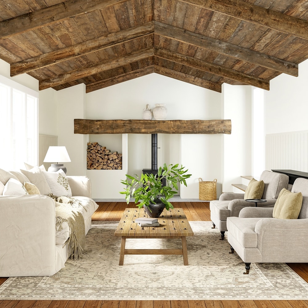 Spindle Medallion Wool and Cotton Area Rug