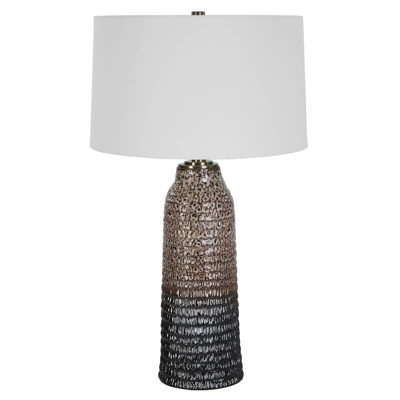 Mottled Ombre Table Lamp with Tapered Shade - 31" - Cream and Brown