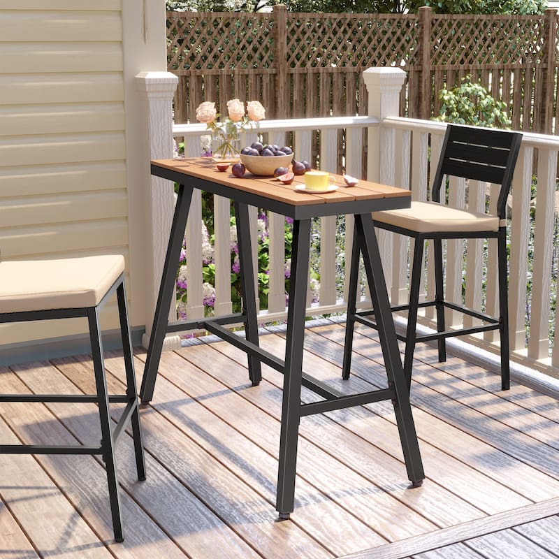 VredHom Outdoor Bar Table Bistro Dining Table - Brown-42.91 inches