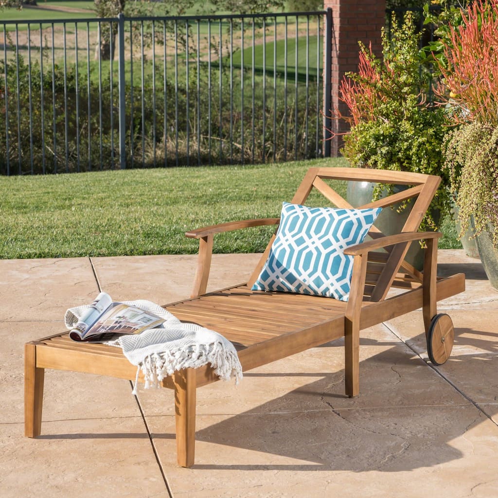 Perla Outdoor Acacia Wood Chaise Lounge by Christopher Knight Home