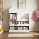 preview thumbnail 2 of 22, Children's Wooden Bookshelf and Toy Storage Organizer with Bookcase, 6 Compartments, and 2 Baskets white