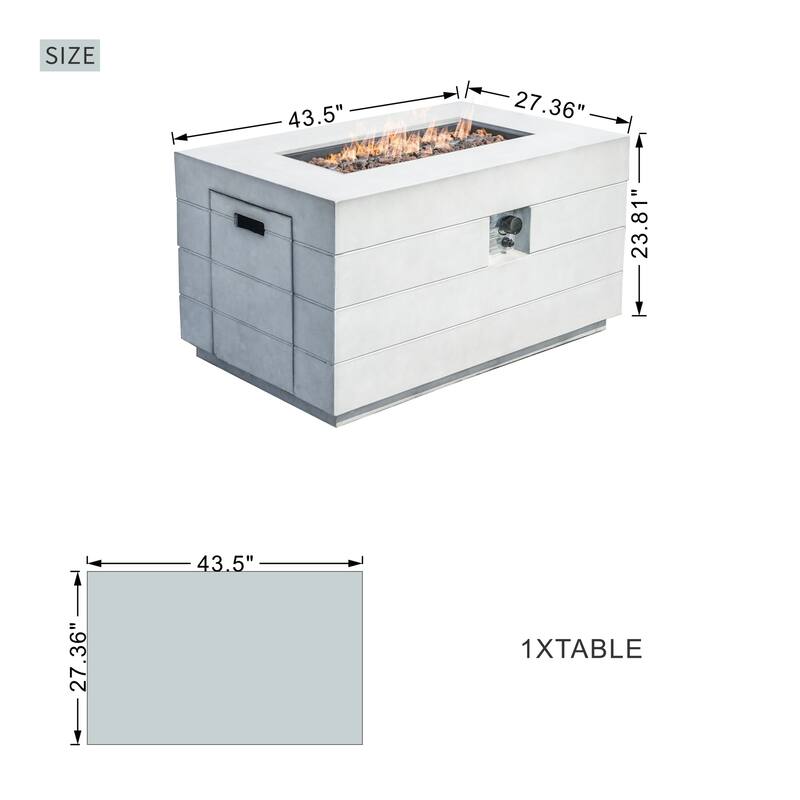 8-Seat Modular Patio PE Rattan Sofa Set with 50000BTU Terrafab Composite Fire Pit Table