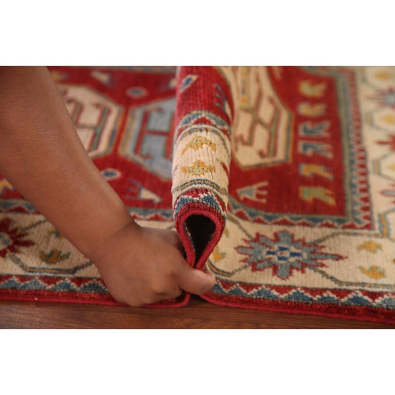 Red Kazak Accent Rug Handmade Traditional Oriental Wool Carpet - 2'7"x 4'0"