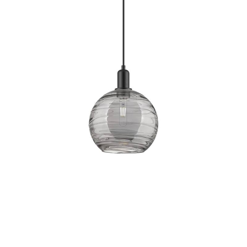 Innovations Lighting 716-1P-13-10 Athens Deco Swirl Pendant Athens - Matte Black / Light Smoke Deco Swirl