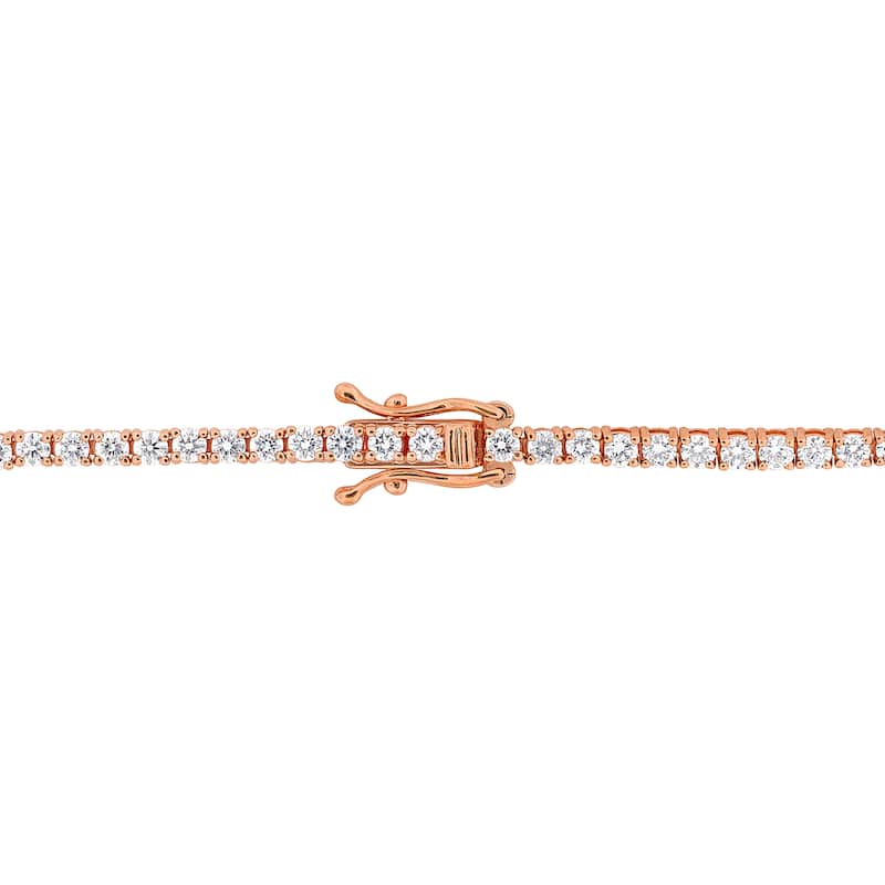 Miadora 2 4/5ct TGW Ruby and 1 7/8ct TW Diamond 5-Heart Station Bracelet in 14k Rose Gold