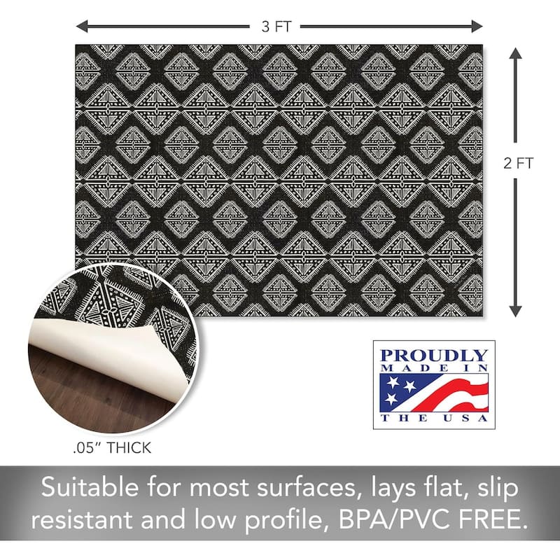 Tribal Zen Deco-Floormat, Decorative Mat, Waterproof, Low Profile, Eco-Friendly Non Slip, Made in The USA (3' x 2')