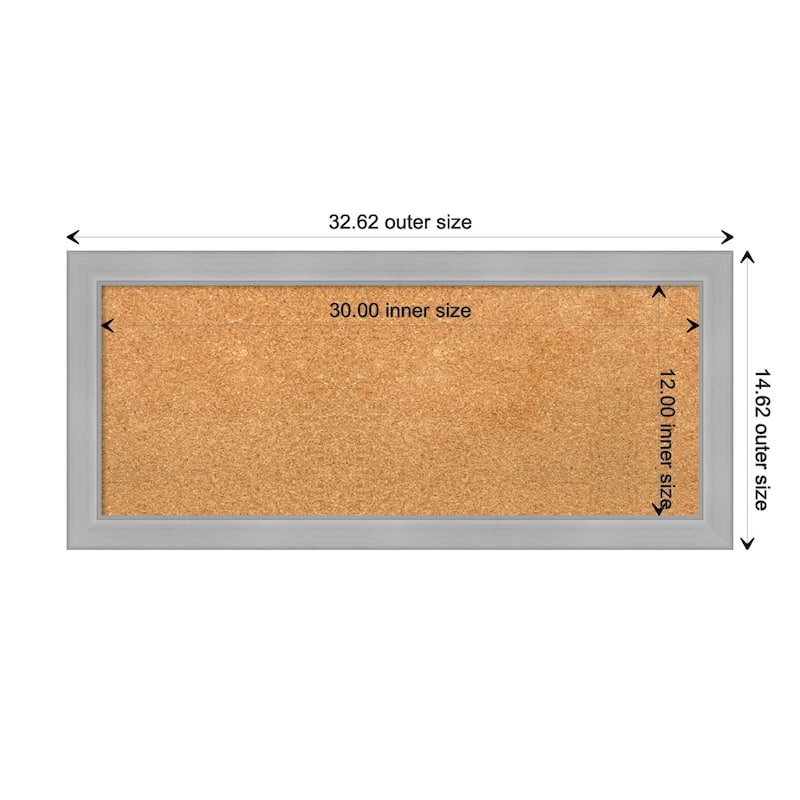 Vista Brushed Nickel Narrow Framed Cork Bulletin Memo Board