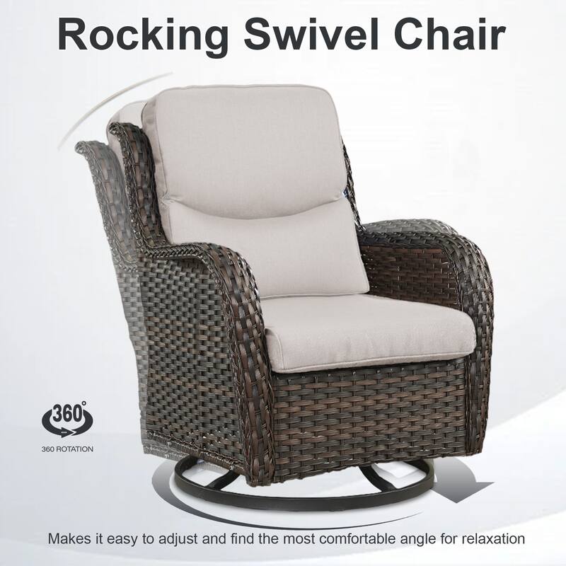 Meyreso 5-Piece Wicker Outdoor Patio Conversation Set with 5-Inch Thick Olefin Cushions