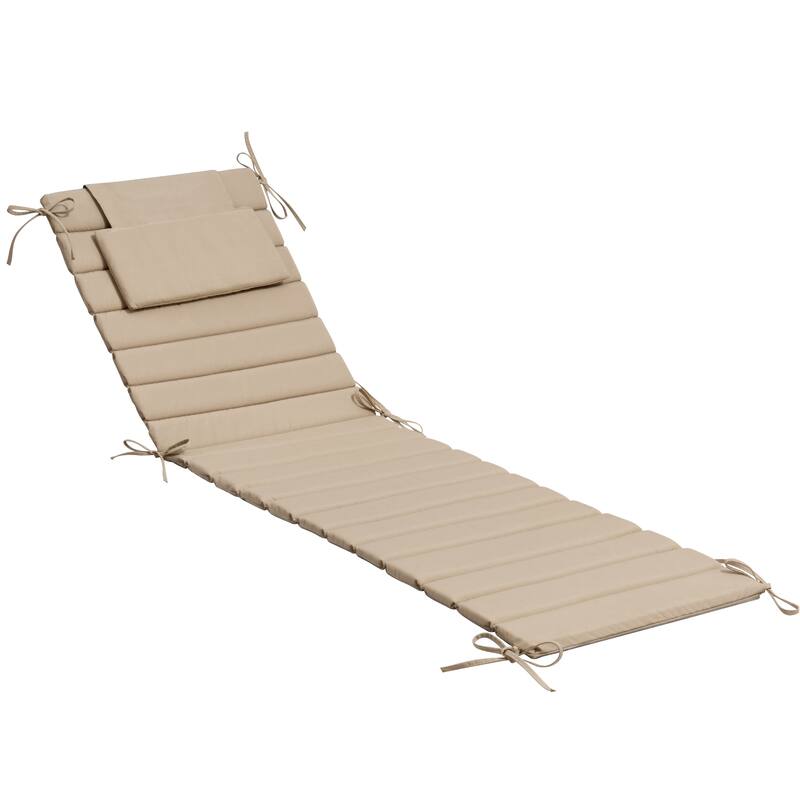 Pellebant Outdoor Chaise Lounge Cushions Patio Lounger Pad with Straps - 1PC-70.9'' - Beige