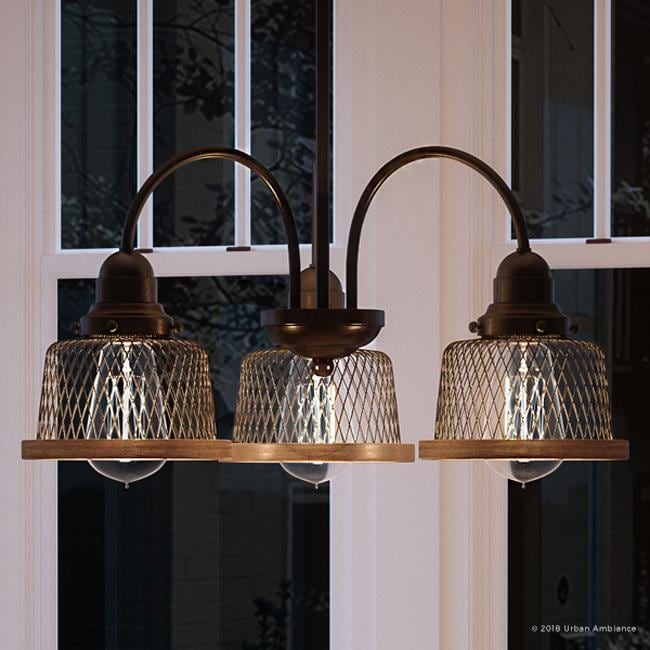 Luxury Vintage Chandelier, 14.75"H x 20"W, with Industrial Chic Style, Olde Bronze Finish by Urban Ambiance (60 to 100 Watts - Steel - Bronze - 1 to - Chandeliers For Bedrooms by Overstock.com