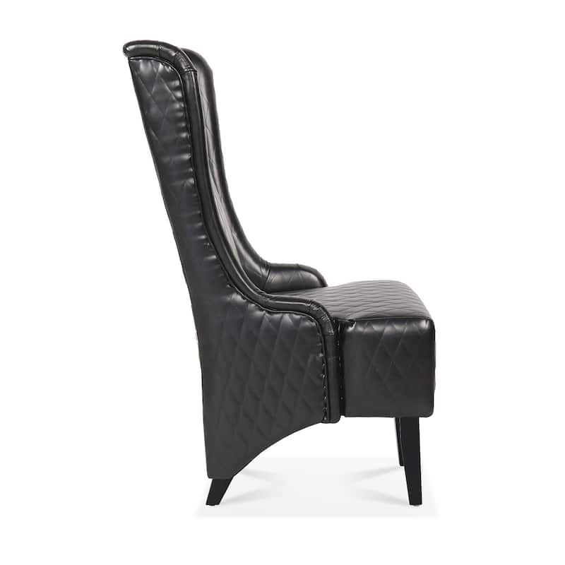 23" Wide Faux Leather High-Back Accent Chair Living Room Chair with Soft Padded Seat, Wooden Legs, Stylish Wingback Chair