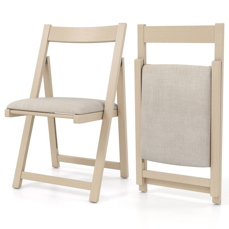 Gymax Upholstered Dining Chair Set of 4 w/ Curved Backrest Rubber Wood