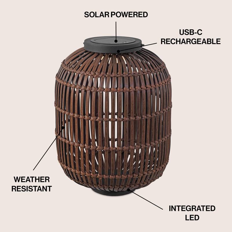 Nara Faux Indoor/Outdoor LED Solar Powered Lantern, By JONATHAN Y - 20.25