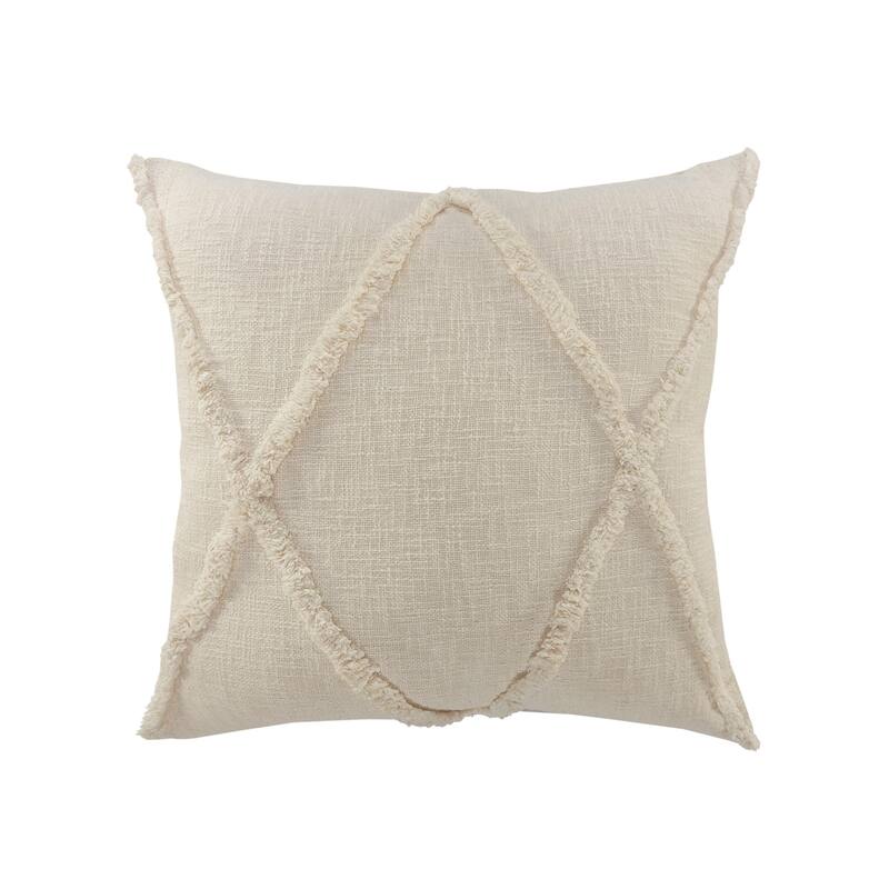 HomeRoots 26" X 26" Ivory 100% Cotton Zippered Pillow