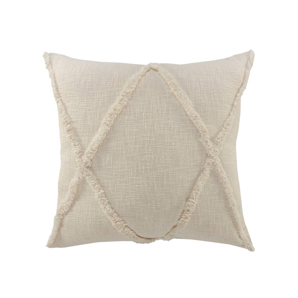 HomeRoots 26" X 26" Ivory 100% Cotton Zippered Pillow