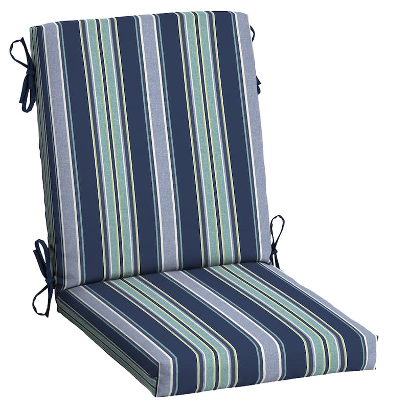 ARDEN Splash Outdoor Dining Chair Cushion - 44 in L x 20 in W x 3.5 in H - Sapphire Blue Leala Stripe