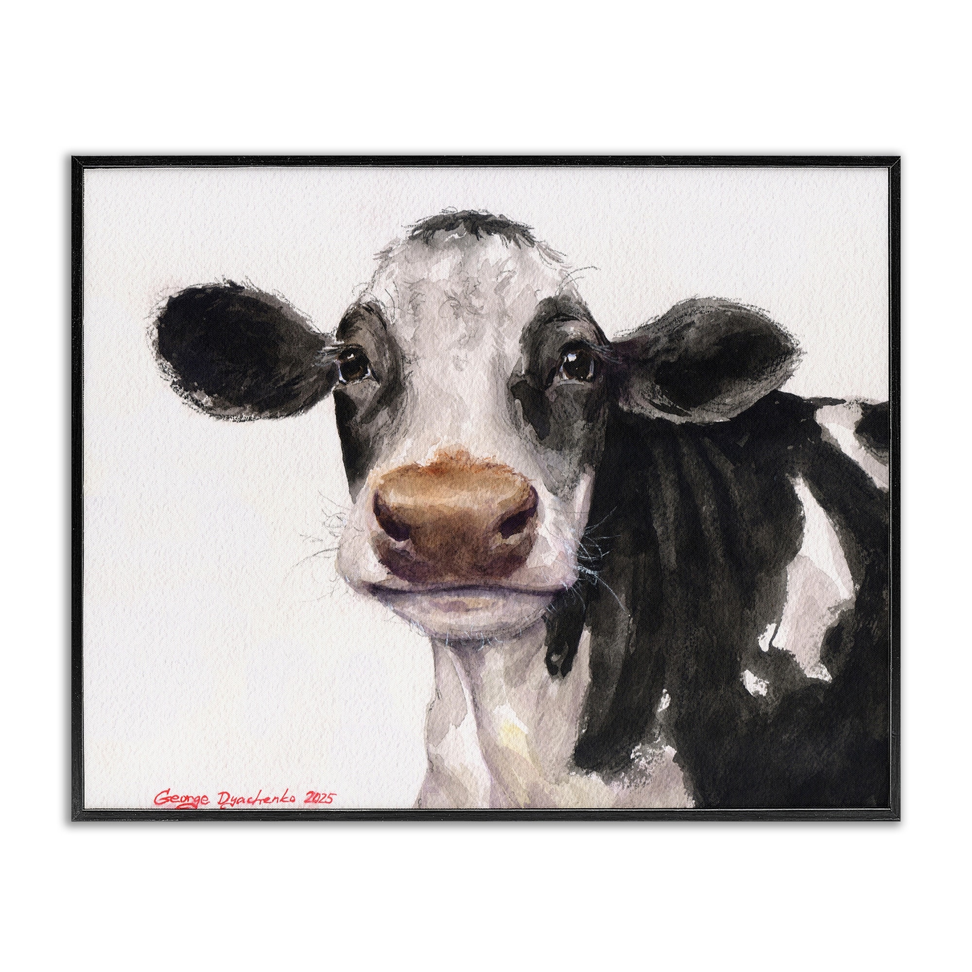 Stupell Cute Cow with White Spots Framed Giclee Art Design By George Dyachenko