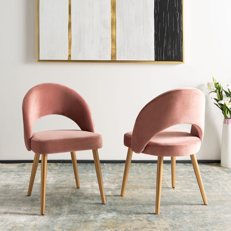 SAFAVIEH Reva Retro Dusty Rose/ Gold Chair (Set of 2) - 21.3" x 24.3" x 31.8" - 21Wx24Dx32H