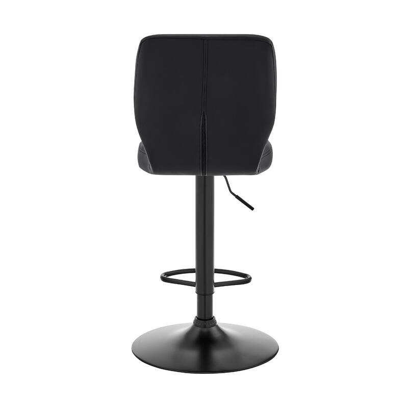 25" Adjustable Swivel Bar Stool with Faux Leather Seat and Matte Black Iron Frame for Kitchen - 46”H x 17”W x 21”D