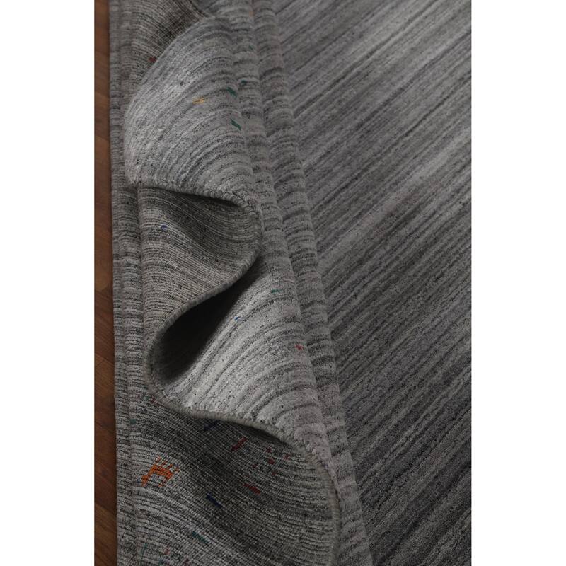 Hand Knotted Oriental 100% Wool Carpet Tribal Stripe Greys & Charcoal Gabbeh Area Rug - 9' 10'' X 8' 1''