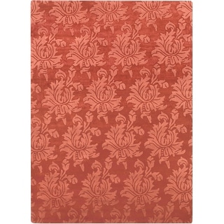 Hand Loomed Crete Casual Solid Tone-On-Tone Floral Wool Area Rug