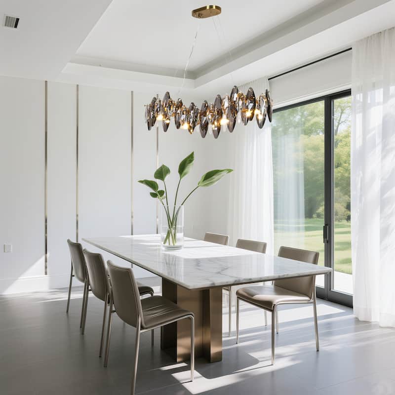 Modern Glam 4-Light Crystal Chandelier Linear Kitchen Island Lights - Gold - 32" W x 9.8" H x 9" D