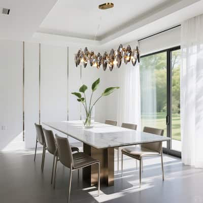 Modern Glam 4-Light Crystal Chandelier Linear Kitchen Island Lights - Gold - 32" W x 9.8" H x 9" D