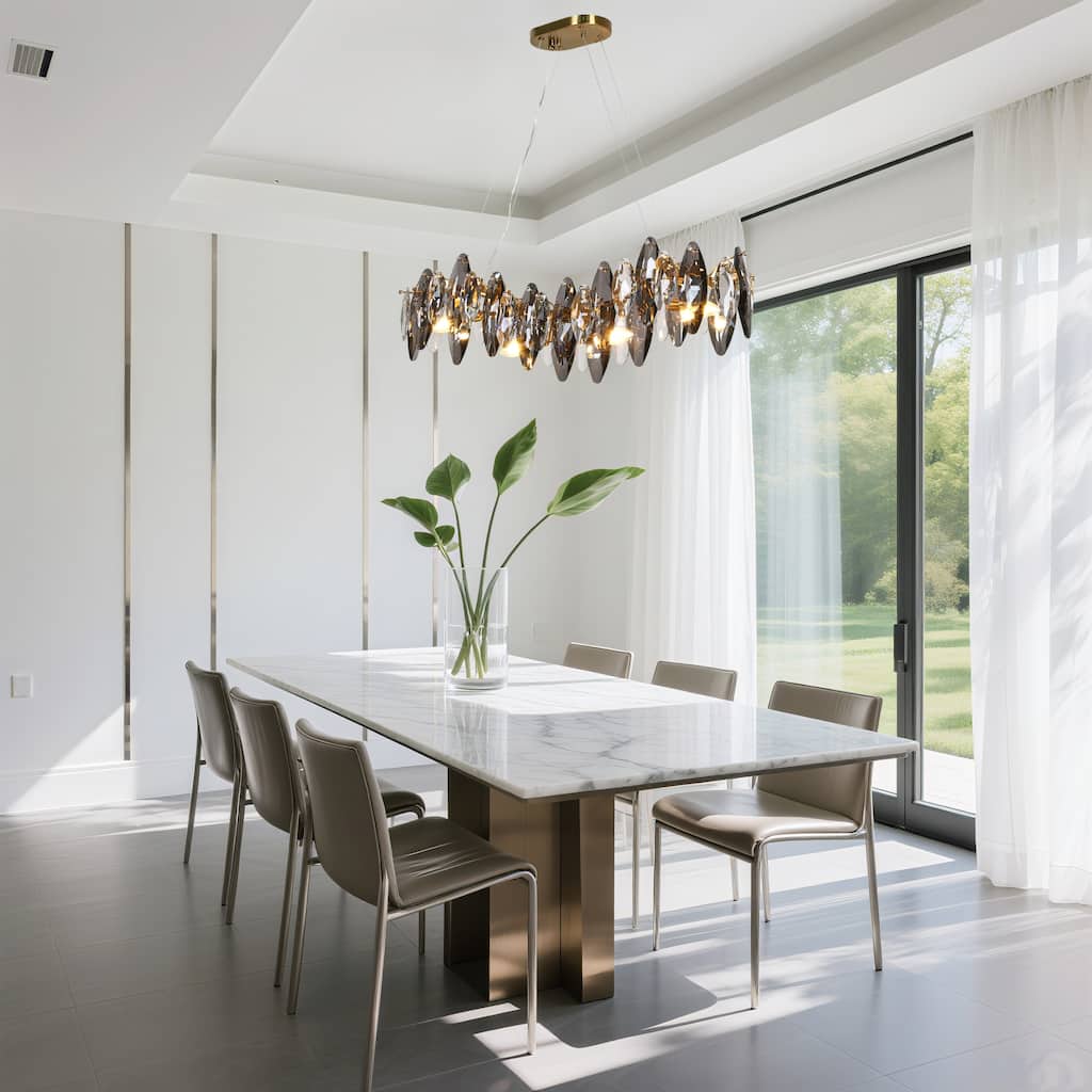 Modern Glam 4-Light Crystal Chandelier Linear Kitchen Island Lights - Gold - 32" W x 9.8" H x 9" D
