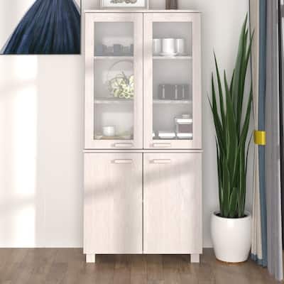vidaXL Drawer Cabinet Display Cabinet for Living Room HAMAR Solid Wood Pine - 33.5" x 13.8" x 70.9"
