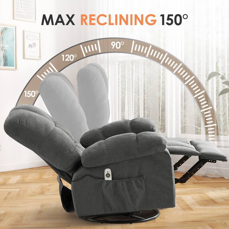 Massage Recliner Chair with Vibration and Lumbar Heating 350LB Capacity Swivel Rocker