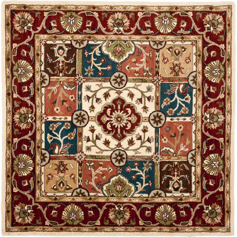 SAFAVIEH Handmade Heritage Tropic Palm Traditional Oriental Wool Rug - 6' Square - Multi/Red
