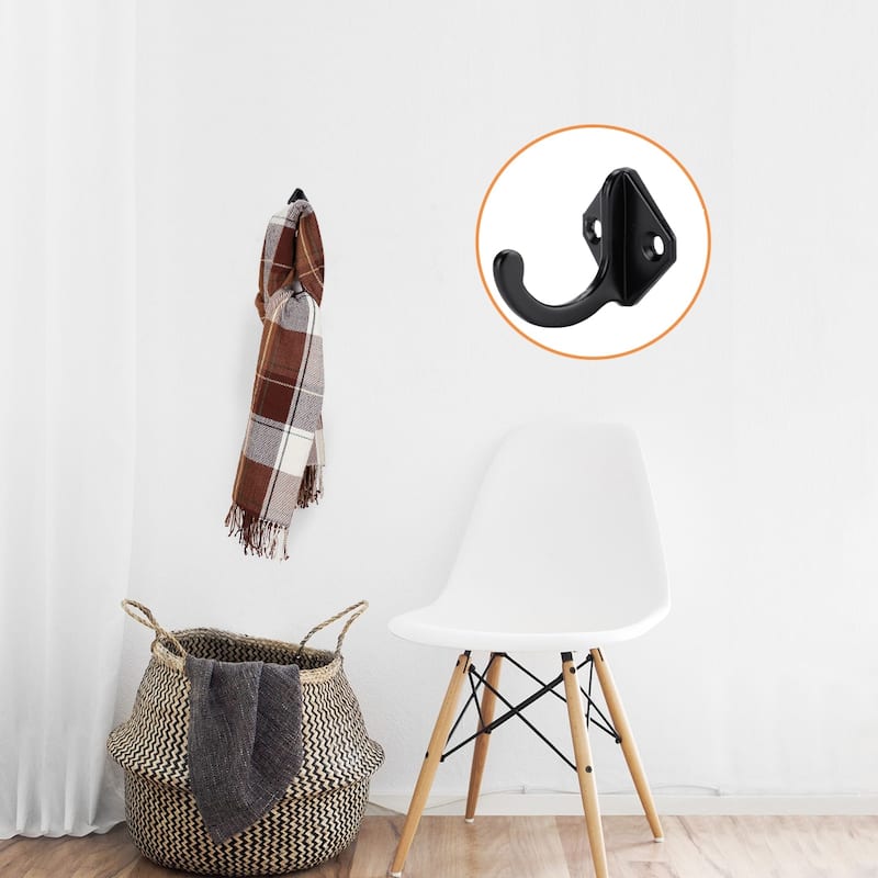 Cabinet Wall Door Clothes Hat Bag Hanger Storage Hook Holder 5pcs - Black - 1.3" x 1.2" (L*W)