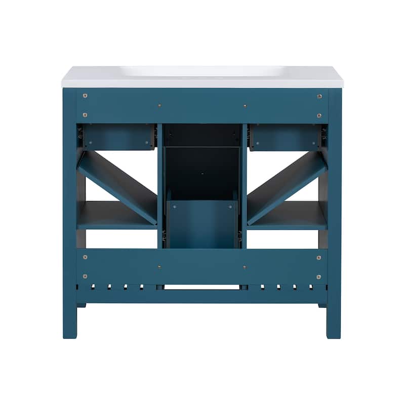 36" Freestanding Bathroom Vanity Set with Integrated Resin Sink - 36" x 18" x 34"