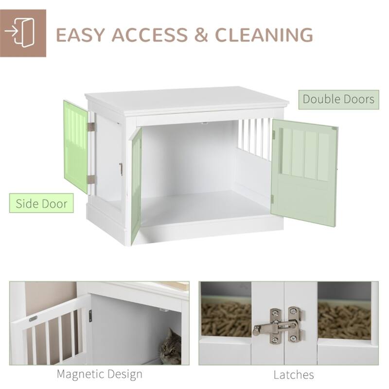 Dog Crate Table with French Doors and Magnetic Closure