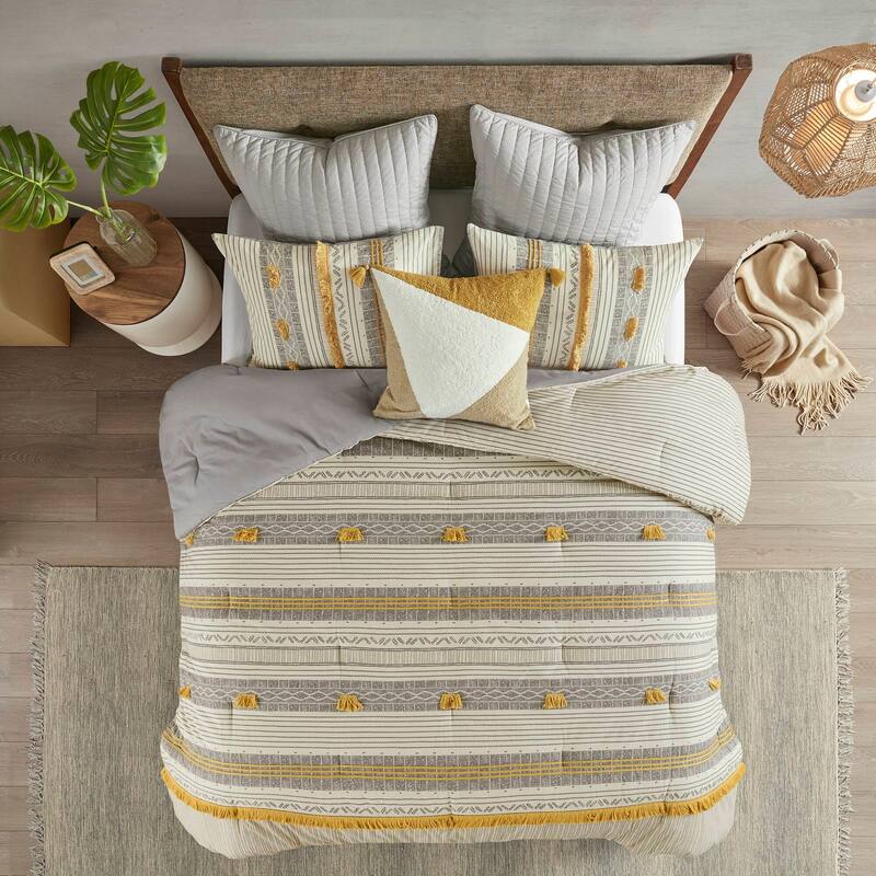 GDF Studio - Cody Cotton Comforter Set with Pom Pom Trim
